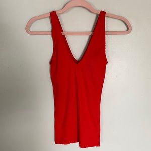 Express Rib Tank Top - Red - XXS